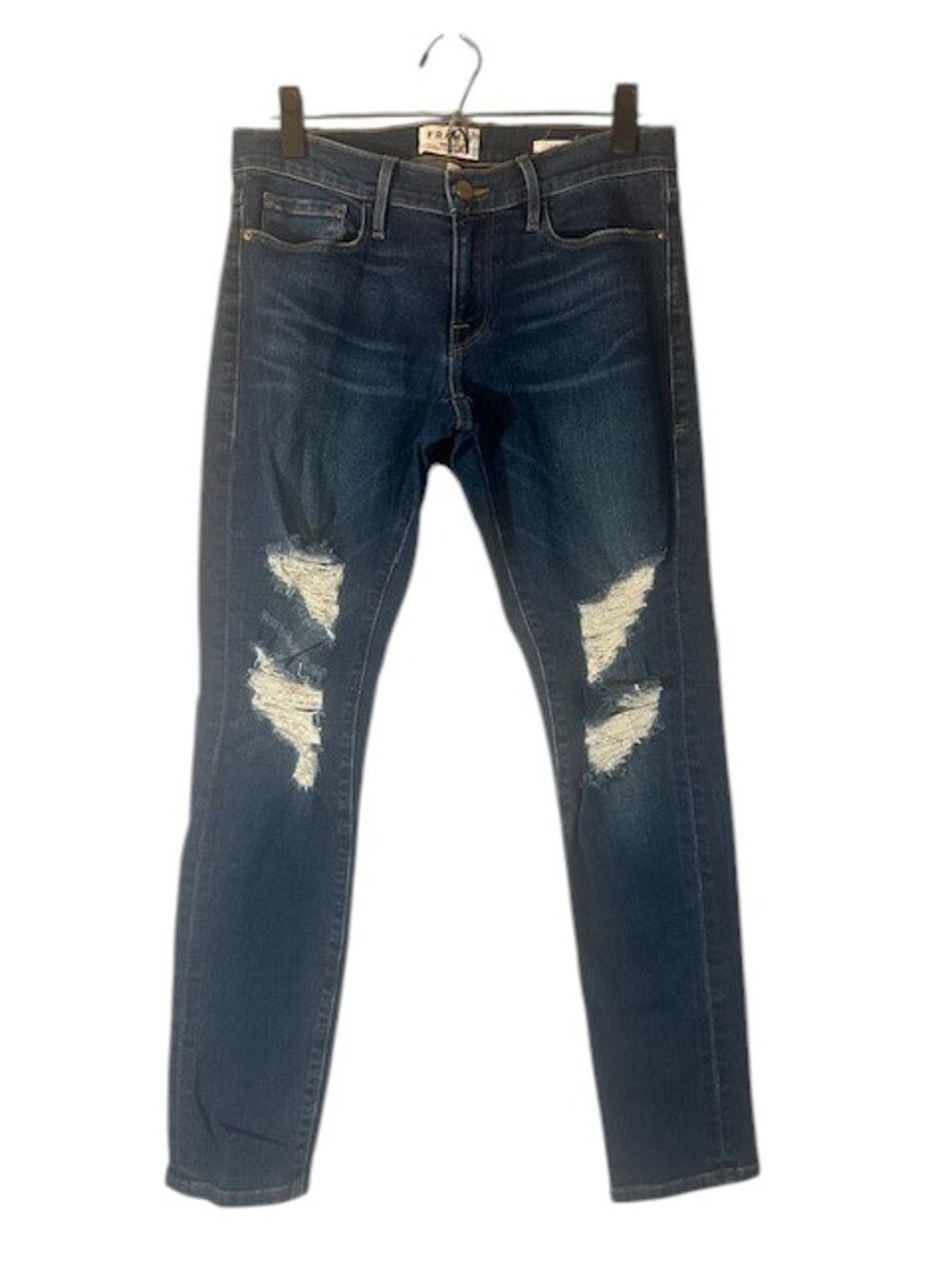 FRAME Blue Le Garçon Ripped Skinny Ankle Denim Jeans Women Sz 25